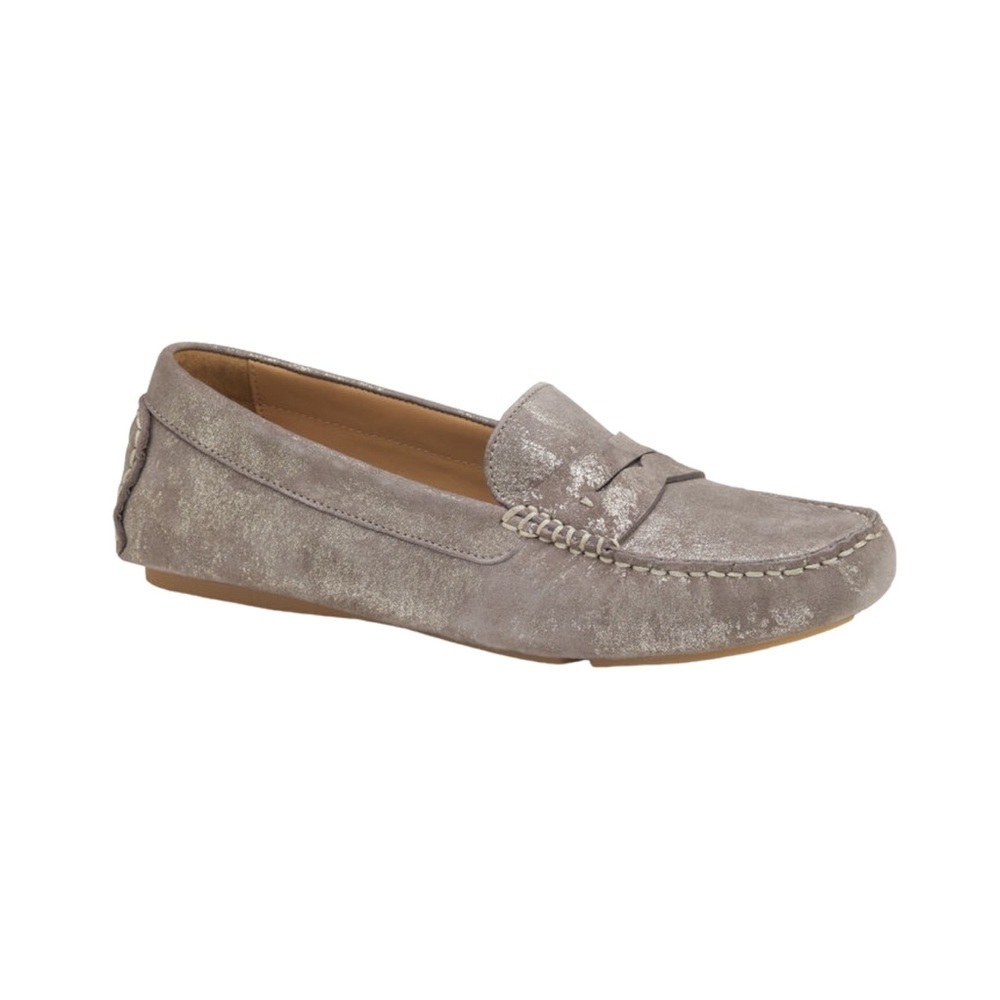 Johnston & Murphy 78-14482 Maggie Penny Pewter Metalic Size 8.5 M NWOB